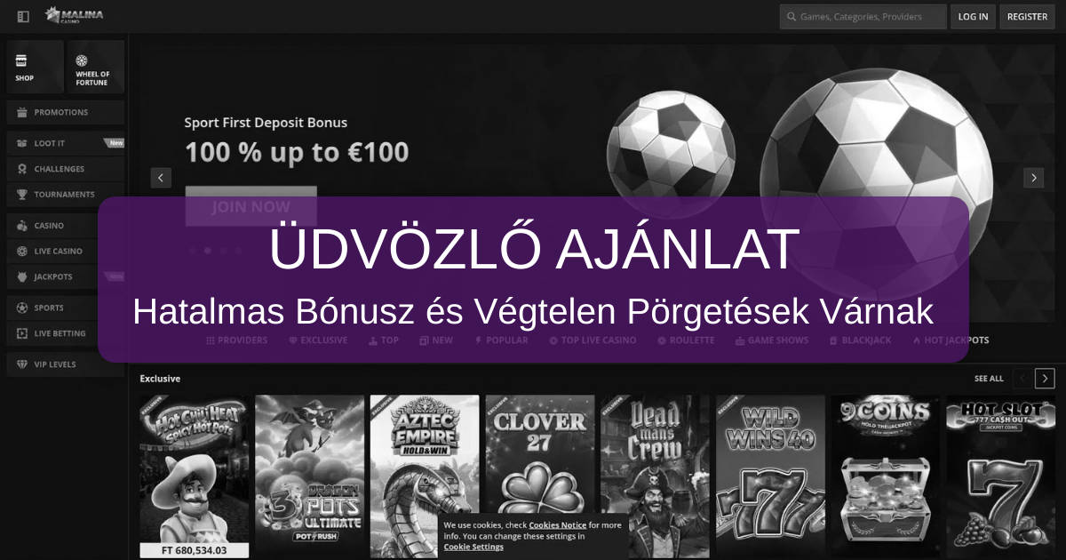 Malina Casino: üdvözlő bónusz és a részvétel feltételei